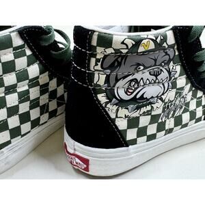 Vans Kids Green/White CHECKERBOARD BULLDOG High Top Sneakers Size 4.5,Skater